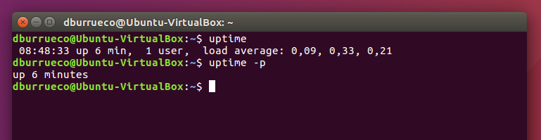 Comando UPTIME. Ejemplo de uso