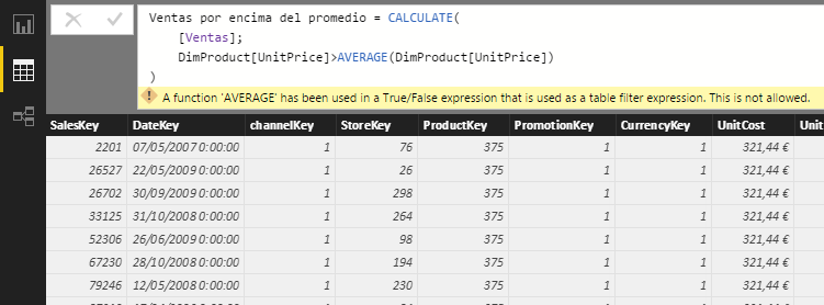 FILTER function. Example of use