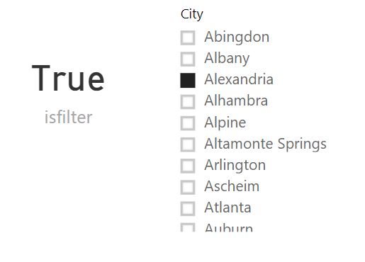 ISFILTERED function. Example of use
