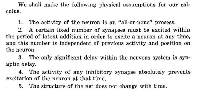 Hipótesis de partida al respecto del comportamiento de las neuronas biológicas