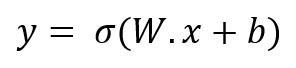 Expresión de los valores de salida en función de los valores de entrada, los pesos y los bias