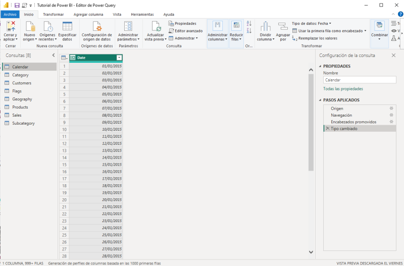 El editor de consultas