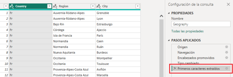 Herramienta Transformar > Extraer