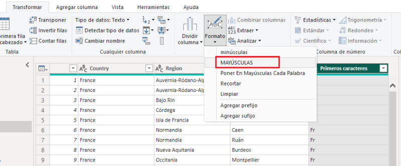 Conversión a mayúsculas