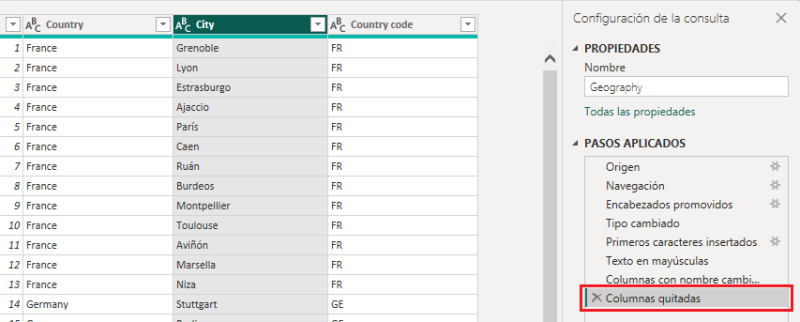 Eliminación de campos