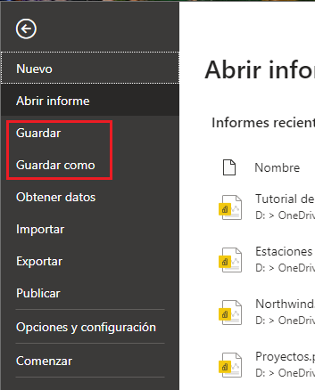 Guardado del informe