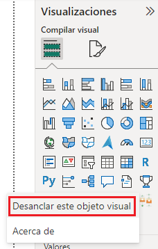 Anclaje al panel de visualizaciones