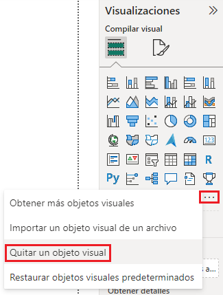 Eliminación de objetos visuales personalizados