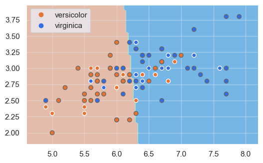 Fronteras de decisión para dos clases